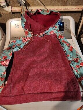 Floral Sleeve Maroon Hoodie